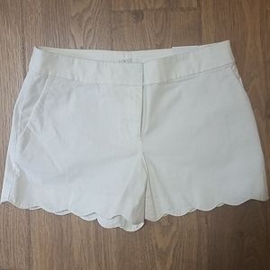 White Scalloped Shorts by Loft